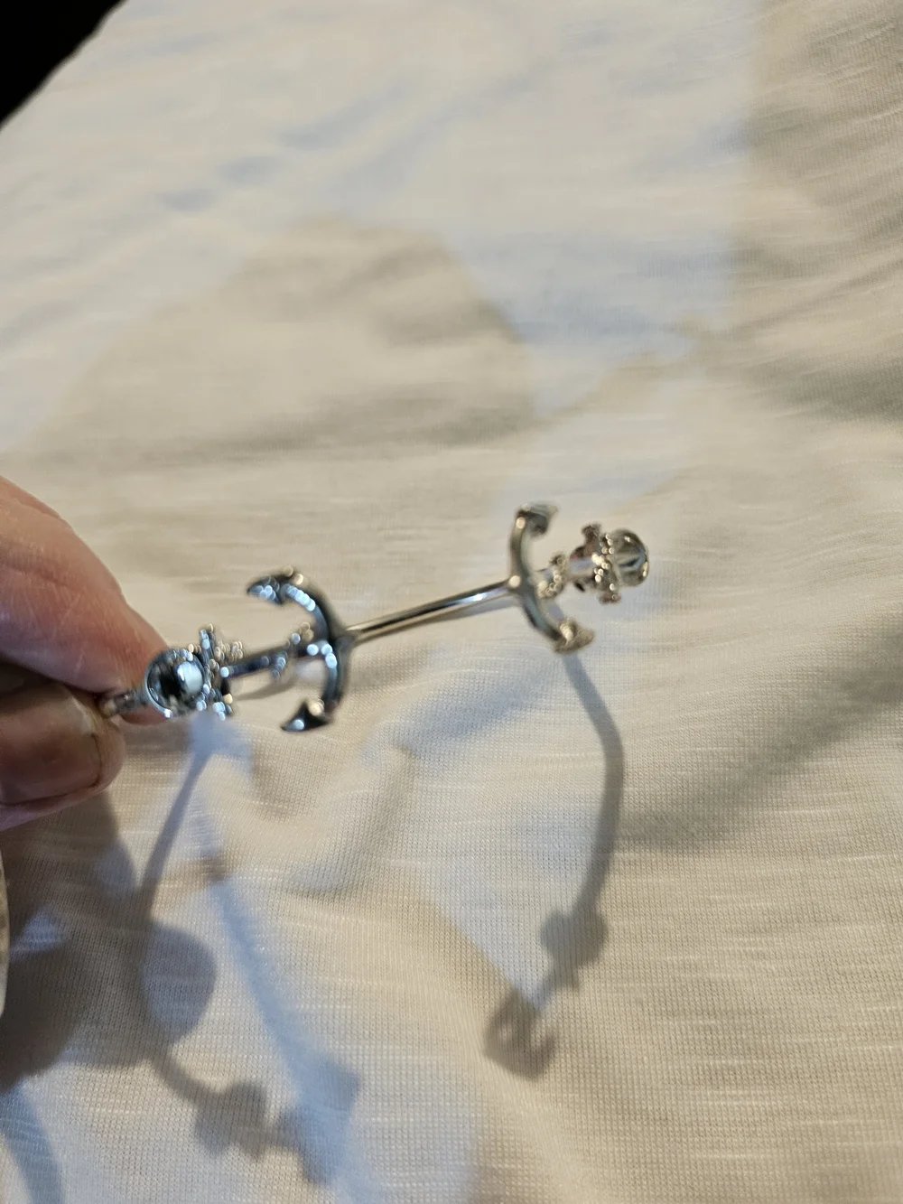 Polished Open Cuff Bracelet with Knot Ends - Silver